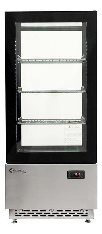 Heladera Vertical ITALY A. 4 caras Vidriadas 78 Lts(Acero y vidrio negro)- 3 Est. (452x406x966)