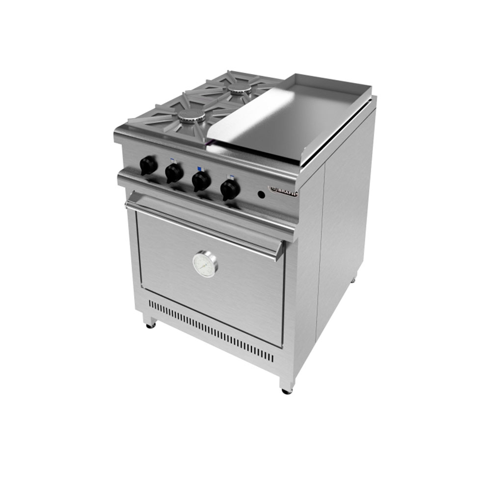 Cocina Brafh 700 Acero 430 - 2 H + Plancha