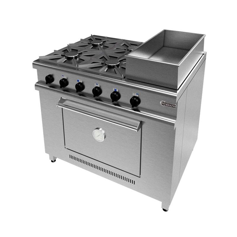 Cocina Brafh 1045 Acero 430 - 4 H + Olla Baño Maria
