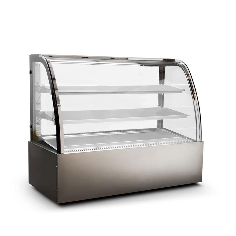 Exhibidora Neutral ITALY C/ Curva 1,80 mts, Frente Acero Inox 304 (180x74x130)